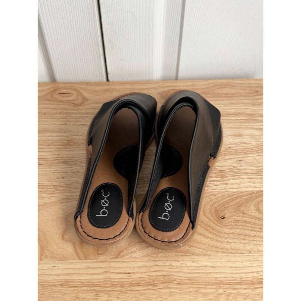 Boc Born Black Leather Criss Cross Sandals Size 7M Shoes Flats - Picture 3 of 8